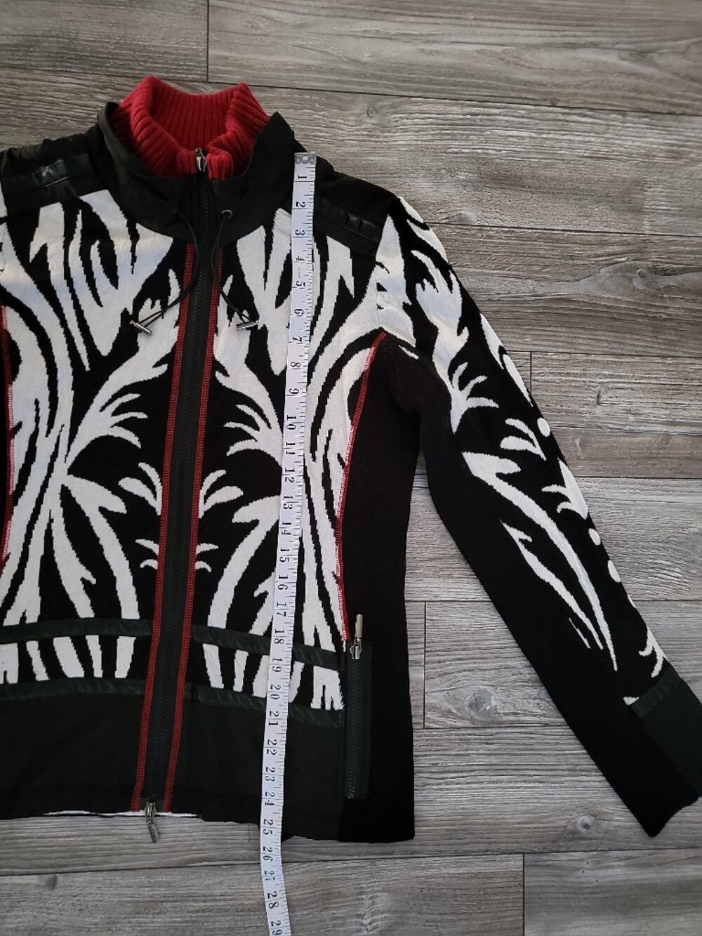 Abstract Knit Full Zip Cardigan Jacket Sweater Women Size S Small - Picture 8 of 13